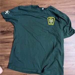 Next Level Apparel Dark Green Tee with Yellow Graphic